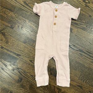 Modern Moments pink thermal short sleeve long pant romper 18months